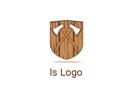 axes on shield made out of wood