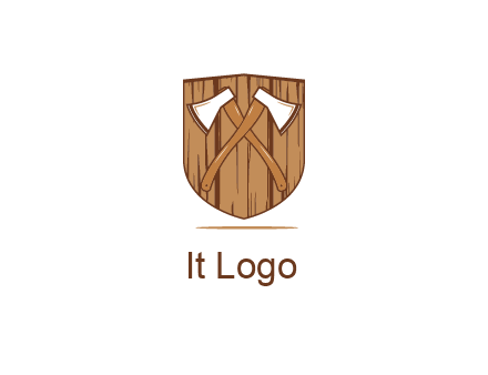 axes on shield made out of wood