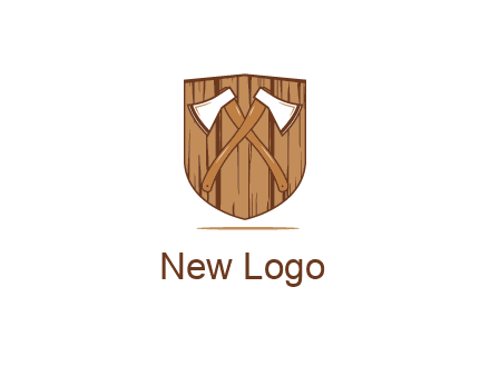 axes on shield made out of wood