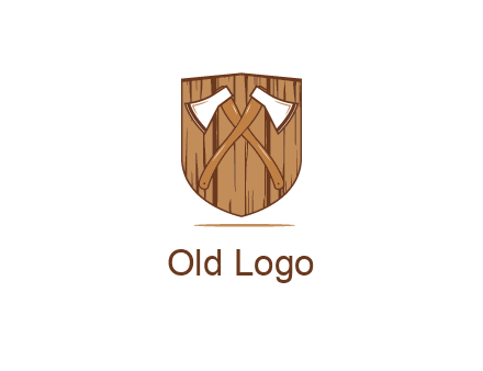 axes on shield made out of wood