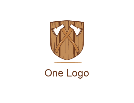 axes on shield made out of wood