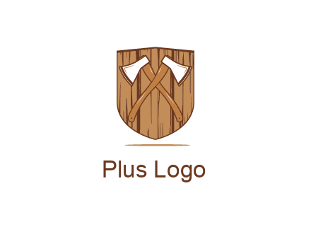 axes on shield made out of wood