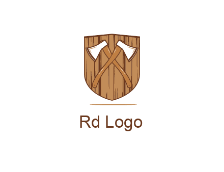 axes on shield made out of wood