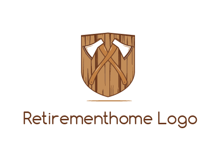 axes on shield made out of wood