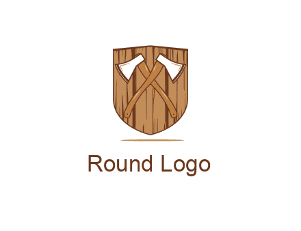 axes on shield made out of wood