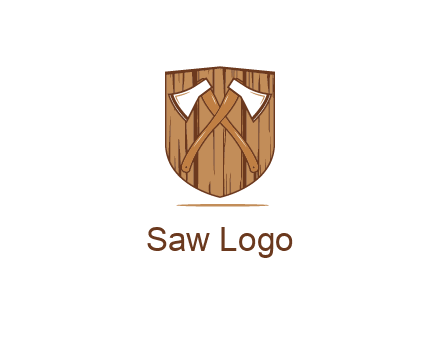 axes on shield made out of wood
