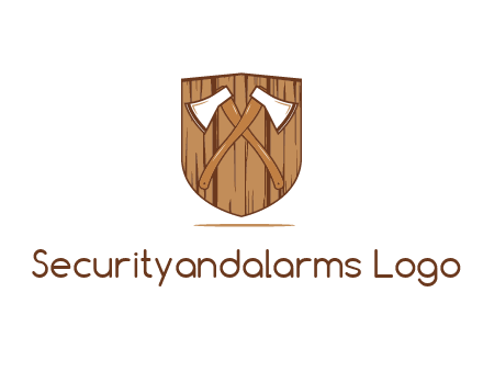 axes on shield made out of wood