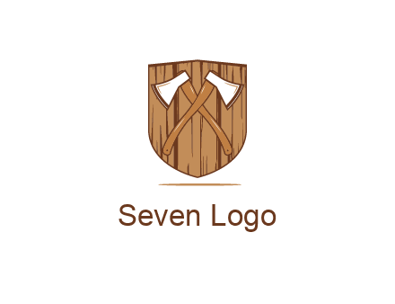 axes on shield made out of wood