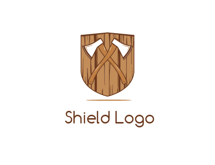 axes on shield made out of wood