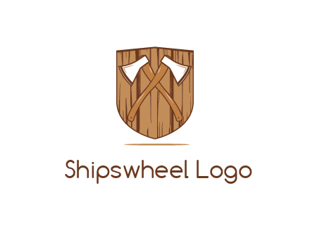 axes on shield made out of wood
