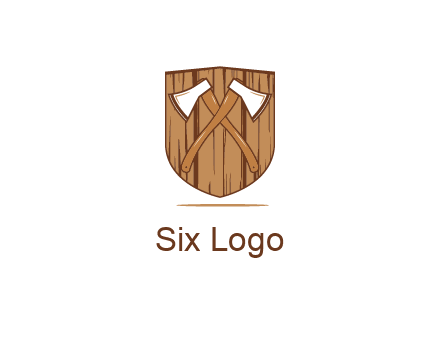 axes on shield made out of wood