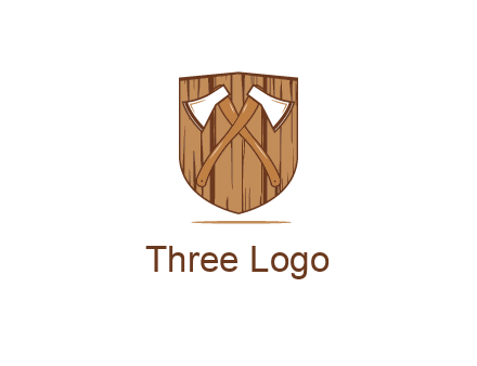 axes on shield made out of wood