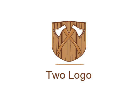 axes on shield made out of wood