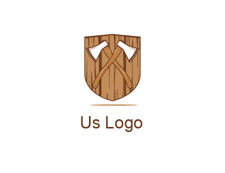 axes on shield made out of wood