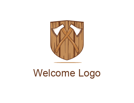 axes on shield made out of wood
