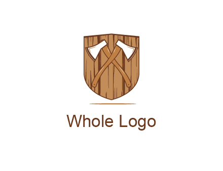 axes on shield made out of wood