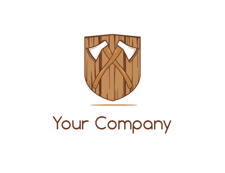 axes on shield made out of wood