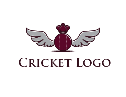 cricket ball with crown and wings