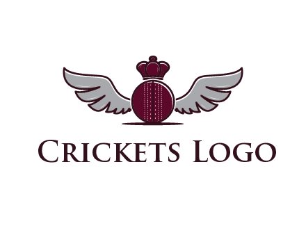 cricket ball with crown and wings