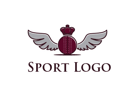 cricket ball with crown and wings