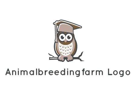 cute owl wearing scholar hat sitting on branch