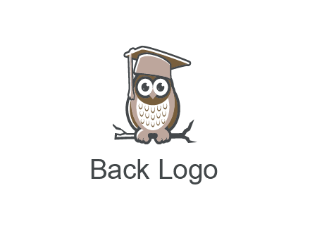 cute owl wearing scholar hat sitting on branch