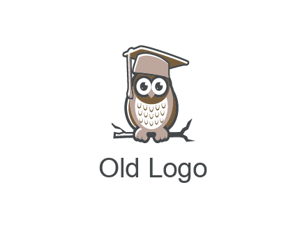 cute owl wearing scholar hat sitting on branch