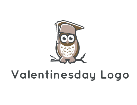 cute owl wearing scholar hat sitting on branch