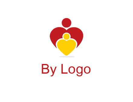 caring people in heart shape graphic