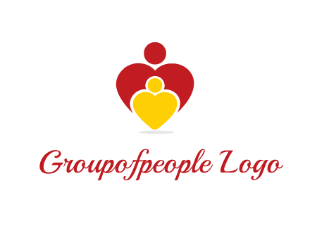 caring people in heart shape graphic