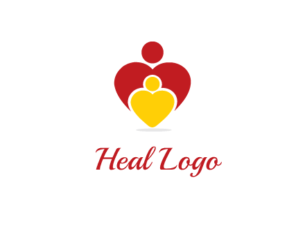 caring people in heart shape graphic