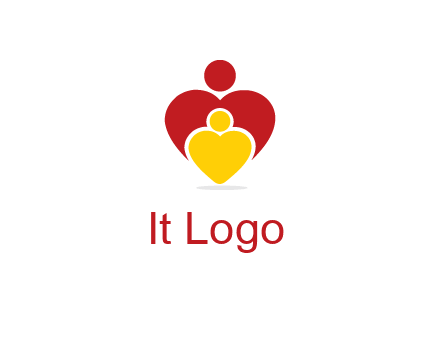 caring people in heart shape graphic