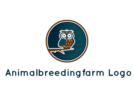 owl sitting on branch in circle