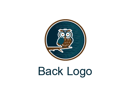 owl sitting on branch in circle