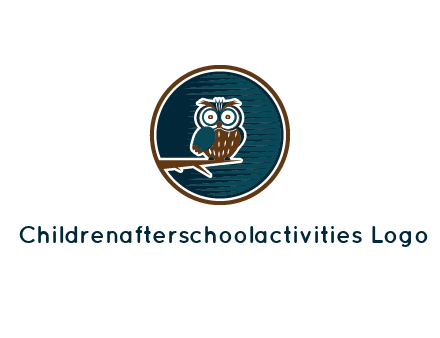 owl sitting on branch in circle