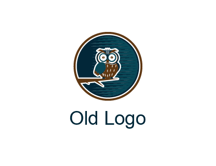 owl sitting on branch in circle