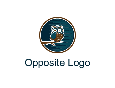 owl sitting on branch in circle
