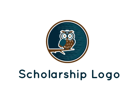 owl sitting on branch in circle