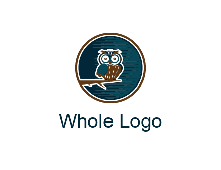 owl sitting on branch in circle
