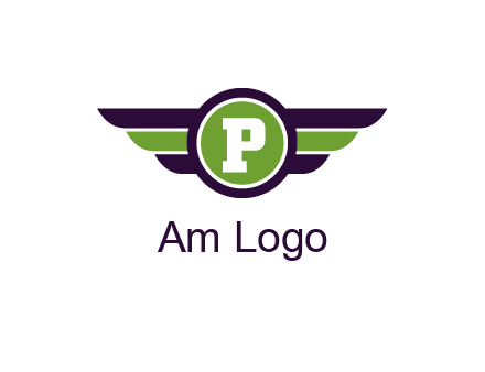 letter P in circle with wings