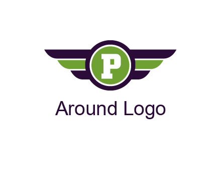letter P in circle with wings