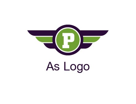 letter P in circle with wings