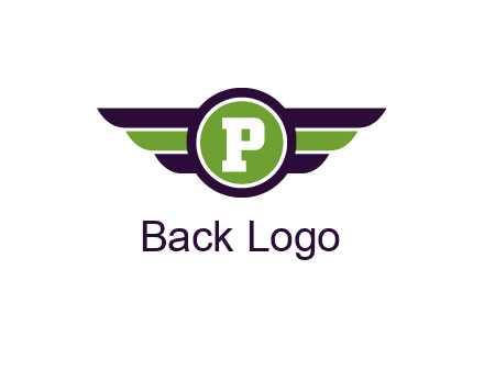letter P in circle with wings