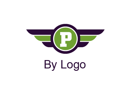 letter P in circle with wings