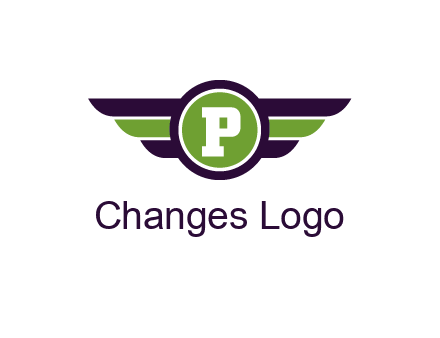 letter P in circle with wings