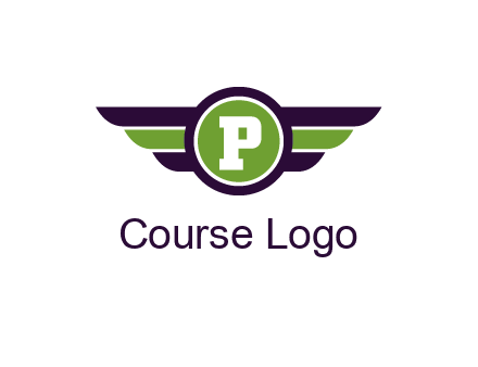 letter P in circle with wings