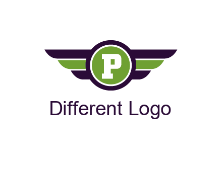 letter P in circle with wings