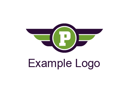 letter P in circle with wings