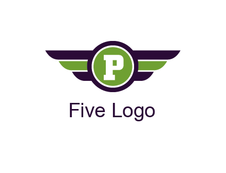 letter P in circle with wings