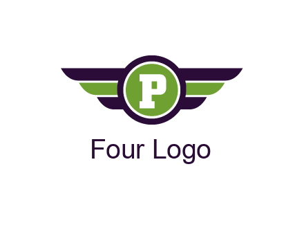 letter P in circle with wings